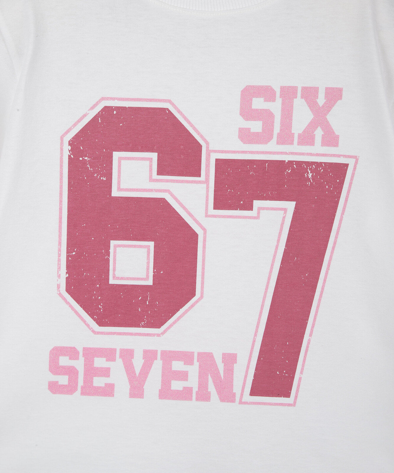 camiseta infantil de algodão manga curta six seven off white