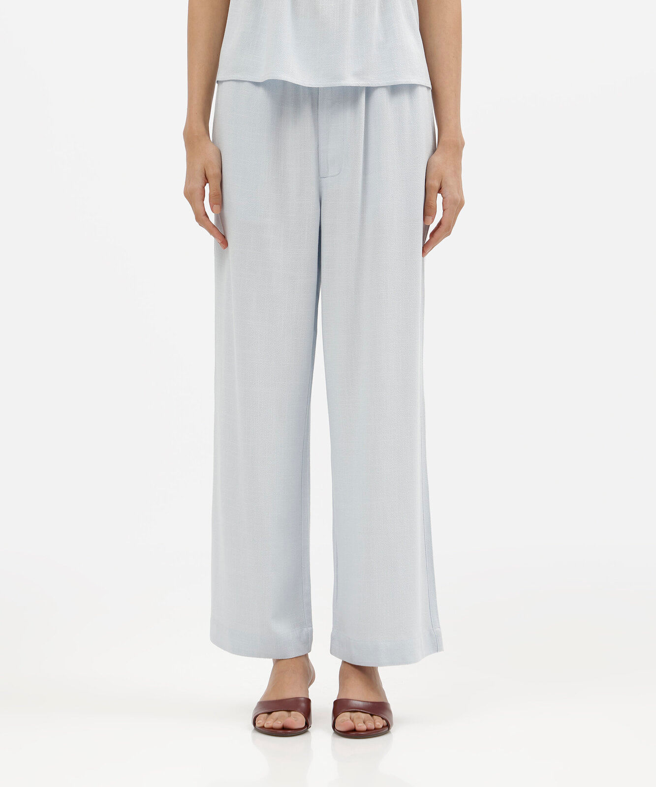 calça clochard feminina com linho azul