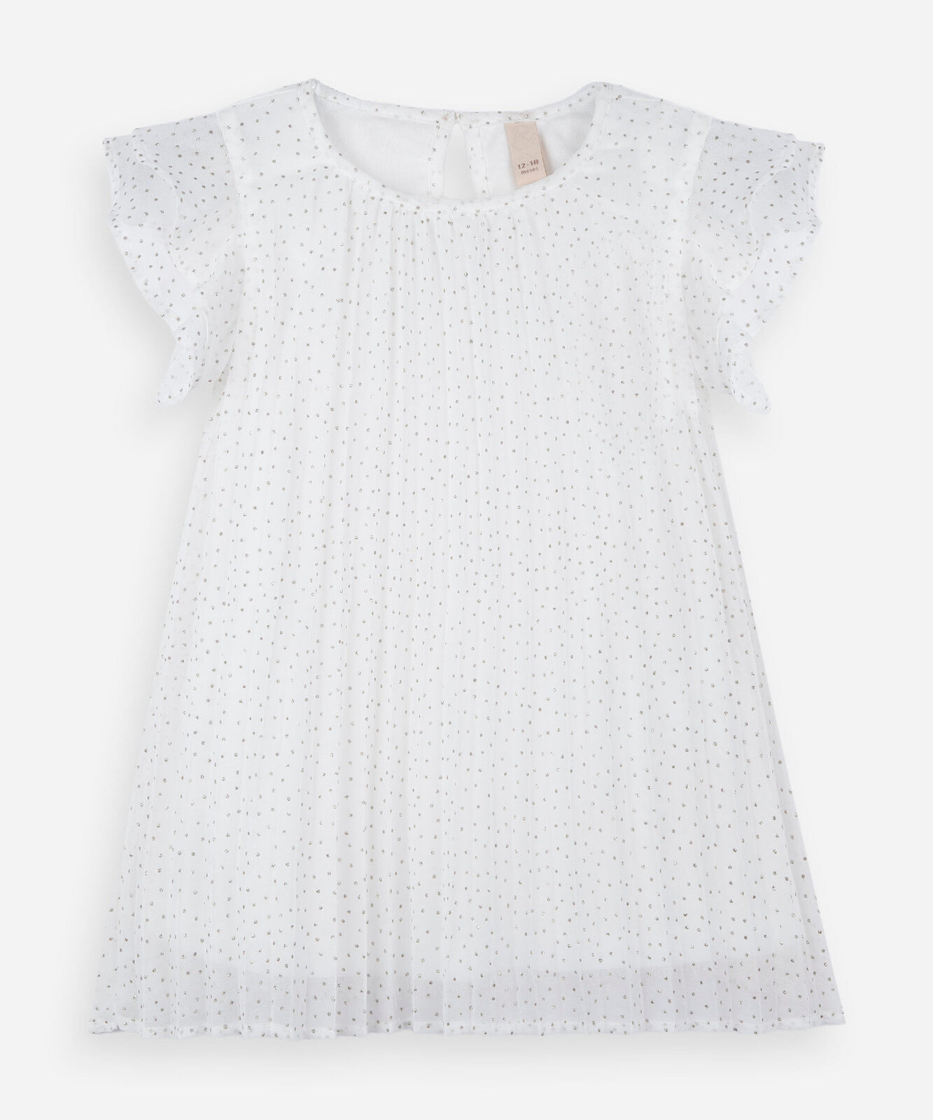 vestido infantil plissado com glitter off white