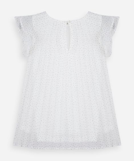 vestido infantil plissado com glitter off white