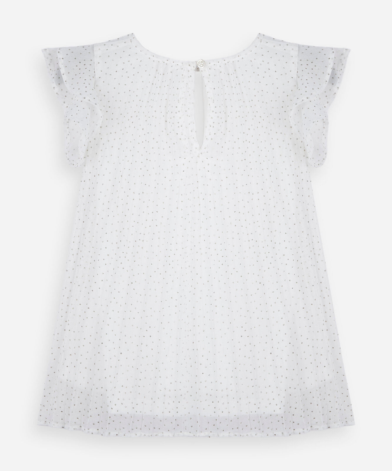 vestido infantil plissado com glitter off white
