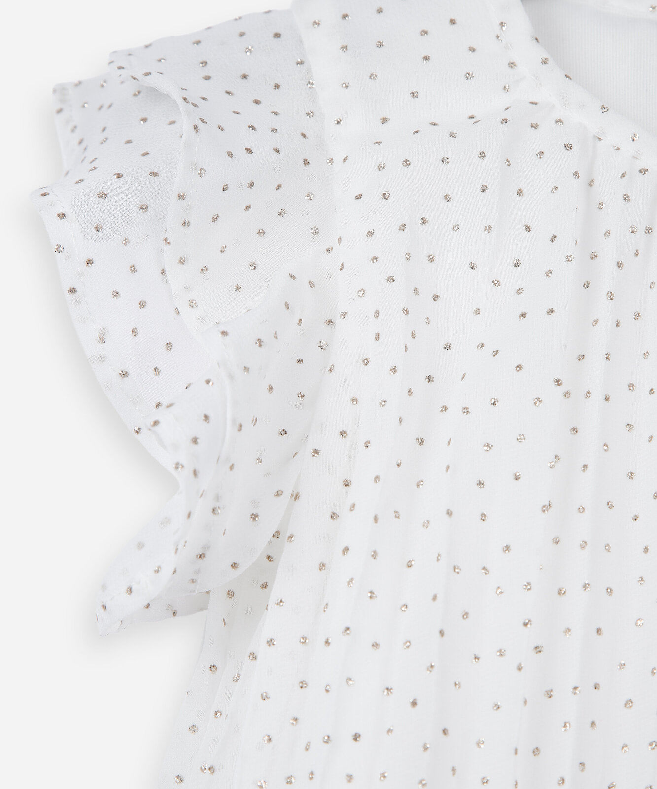 vestido infantil plissado com glitter off white