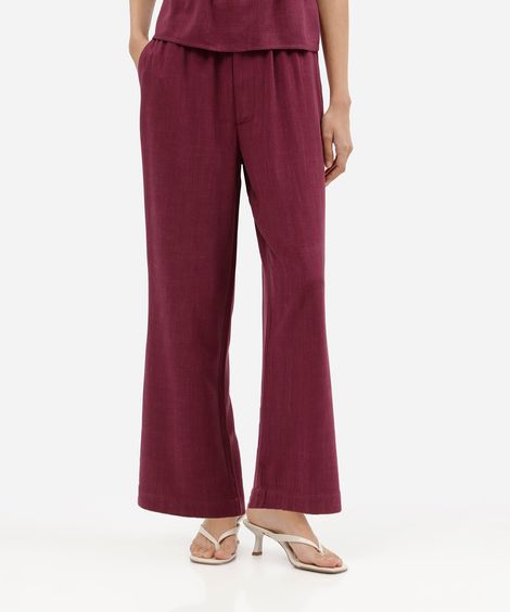 calça clochard feminina com linho roxa