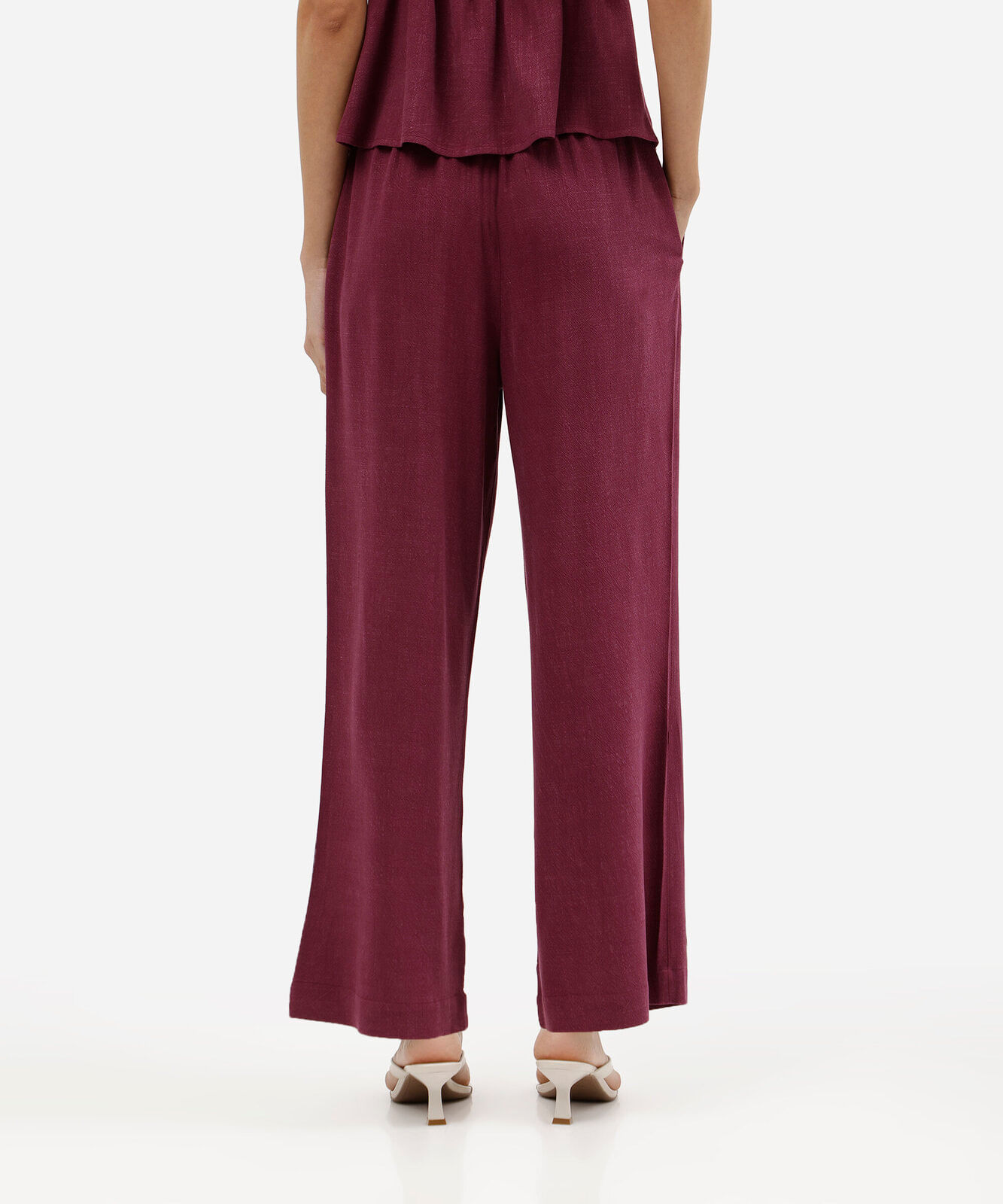 calça clochard feminina com linho roxa