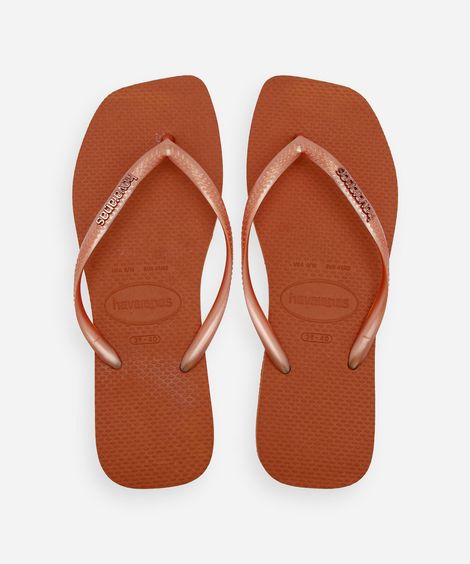 chinelo feminino havaianas slim bico quadrado laranja