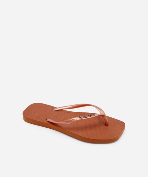 chinelo feminino havaianas slim bico quadrado laranja