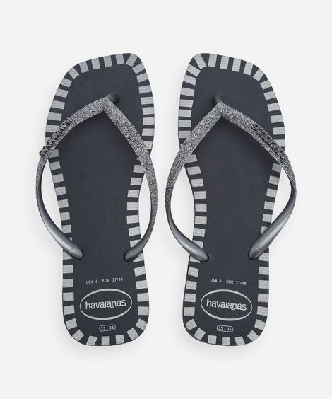 chinelo havaianas feminino square glitter contur preto