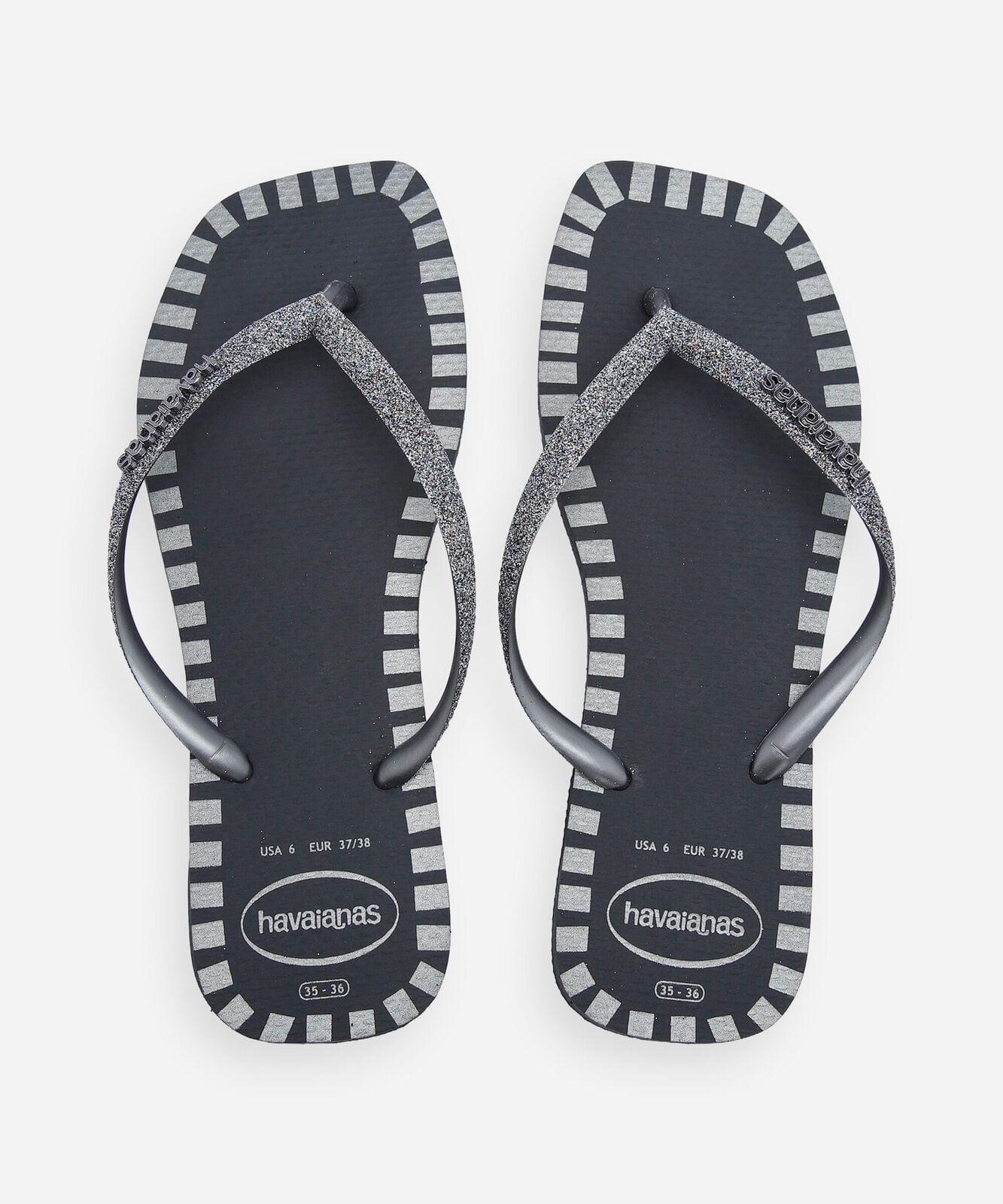 chinelo havaianas feminino square glitter contur preto