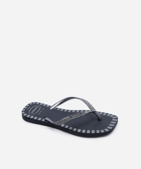 chinelo havaianas feminino square glitter contur preto