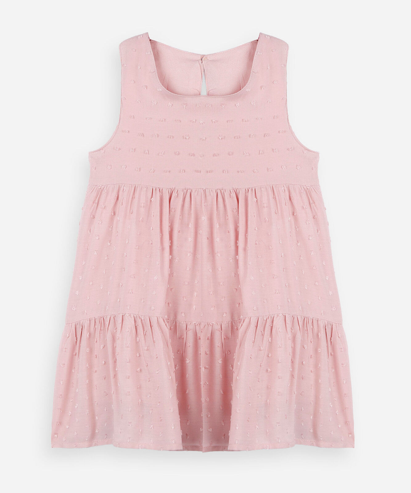vestido infantil de viscose com recortes texturizado rosa