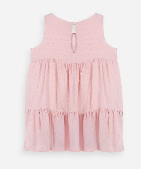 vestido infantil de viscose com recortes texturizado rosa