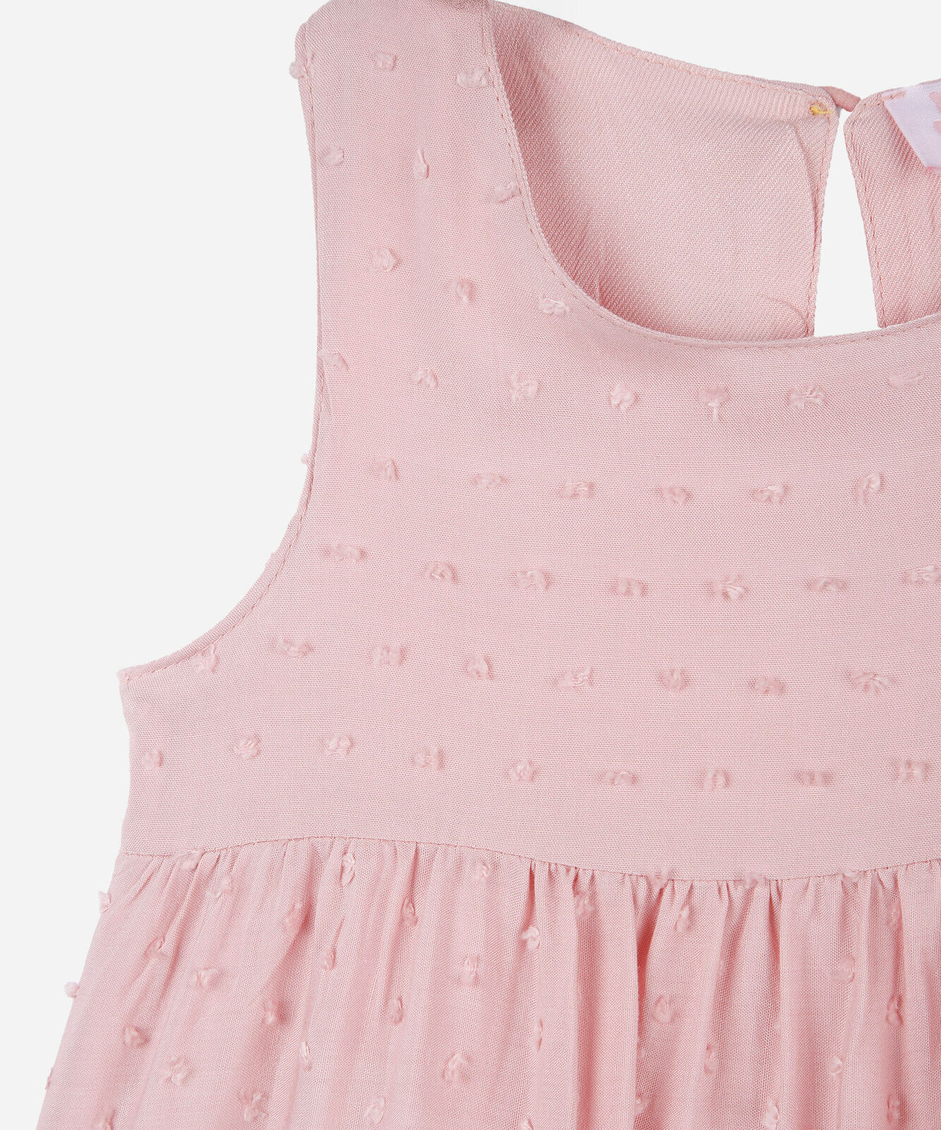 vestido infantil de viscose com recortes texturizado rosa