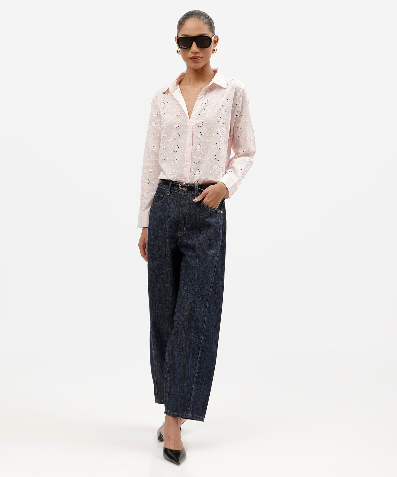 camisa feminina de laise manga longa rosa