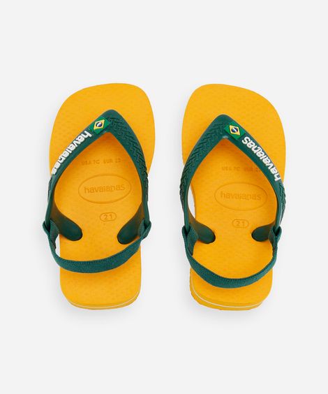 chinelo havaianas infantil com elástico amarelo