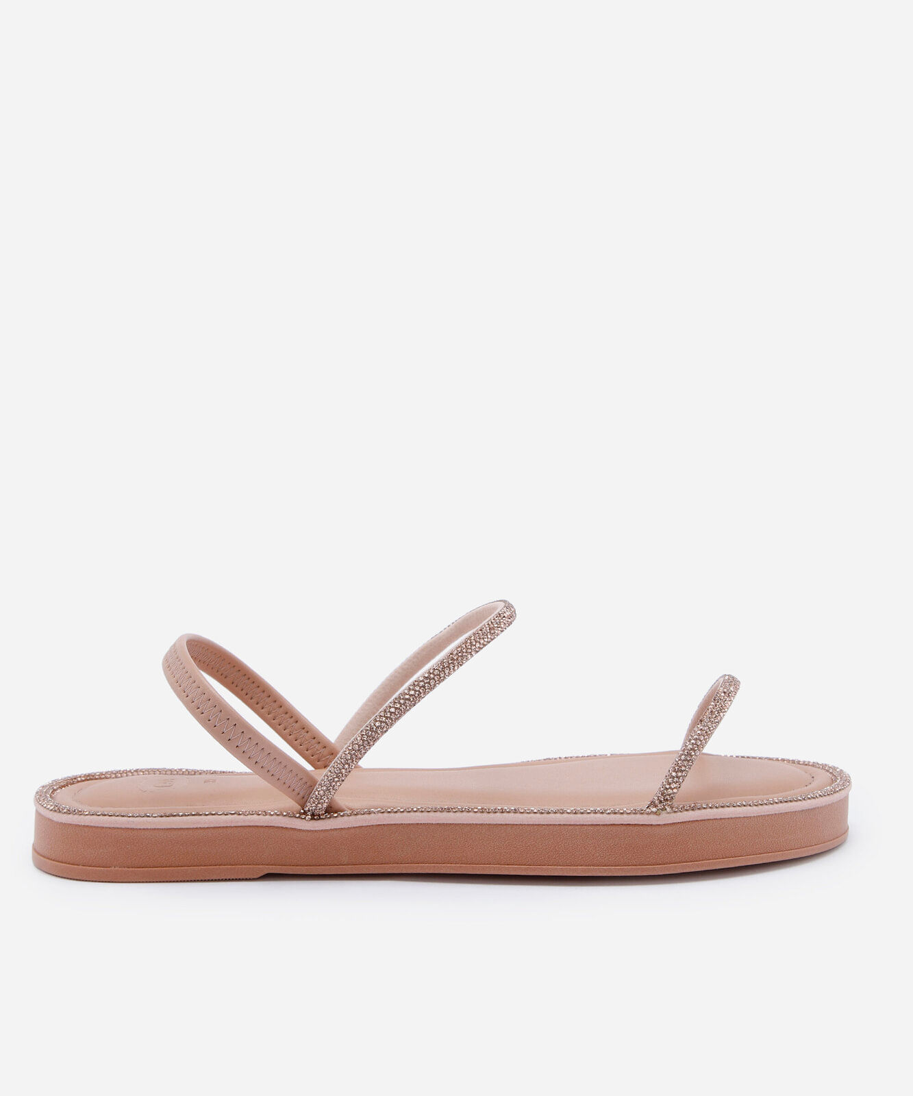 sandália flatform feminina com brilhos bege