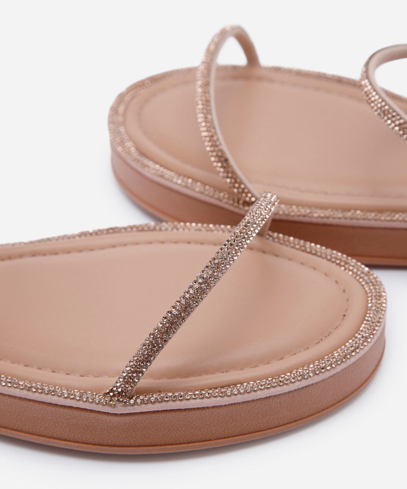 sandália flatform feminina com brilhos bege