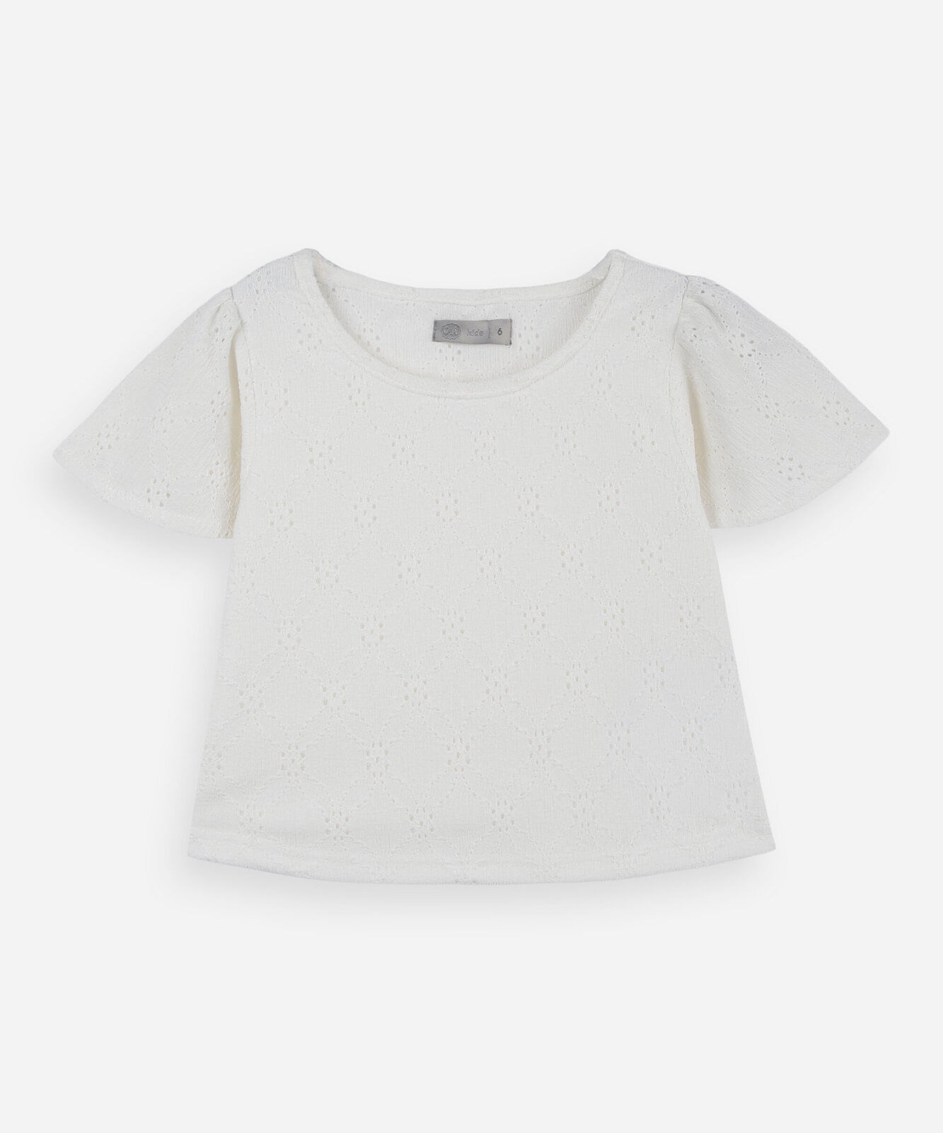 blusa infantil de laise manga curta off white