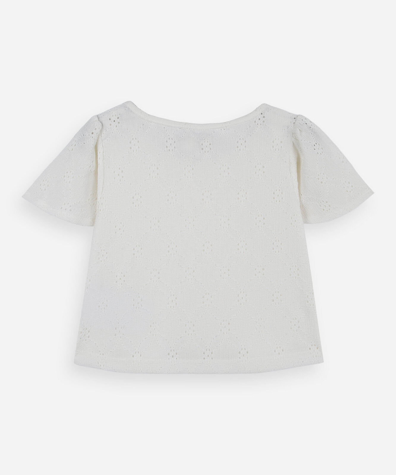 blusa infantil de laise manga curta off white