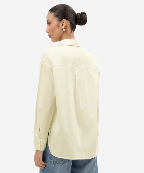 camisa boxer feminina de algodão manga longa off white