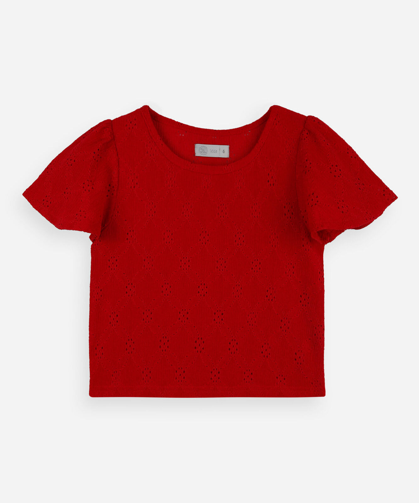 blusa infantil de laise manga curta vermelha
