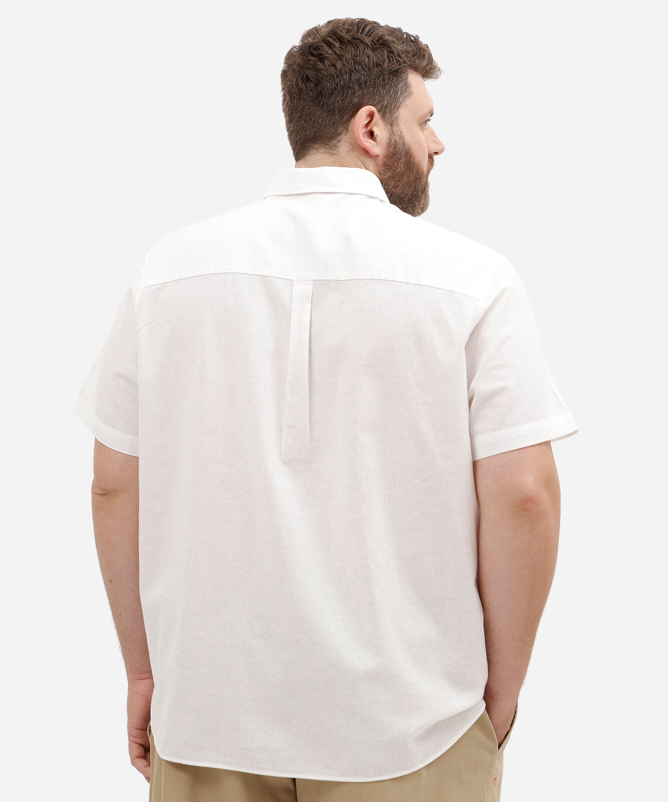 camisa masculina plus size com linho manga curta  off white