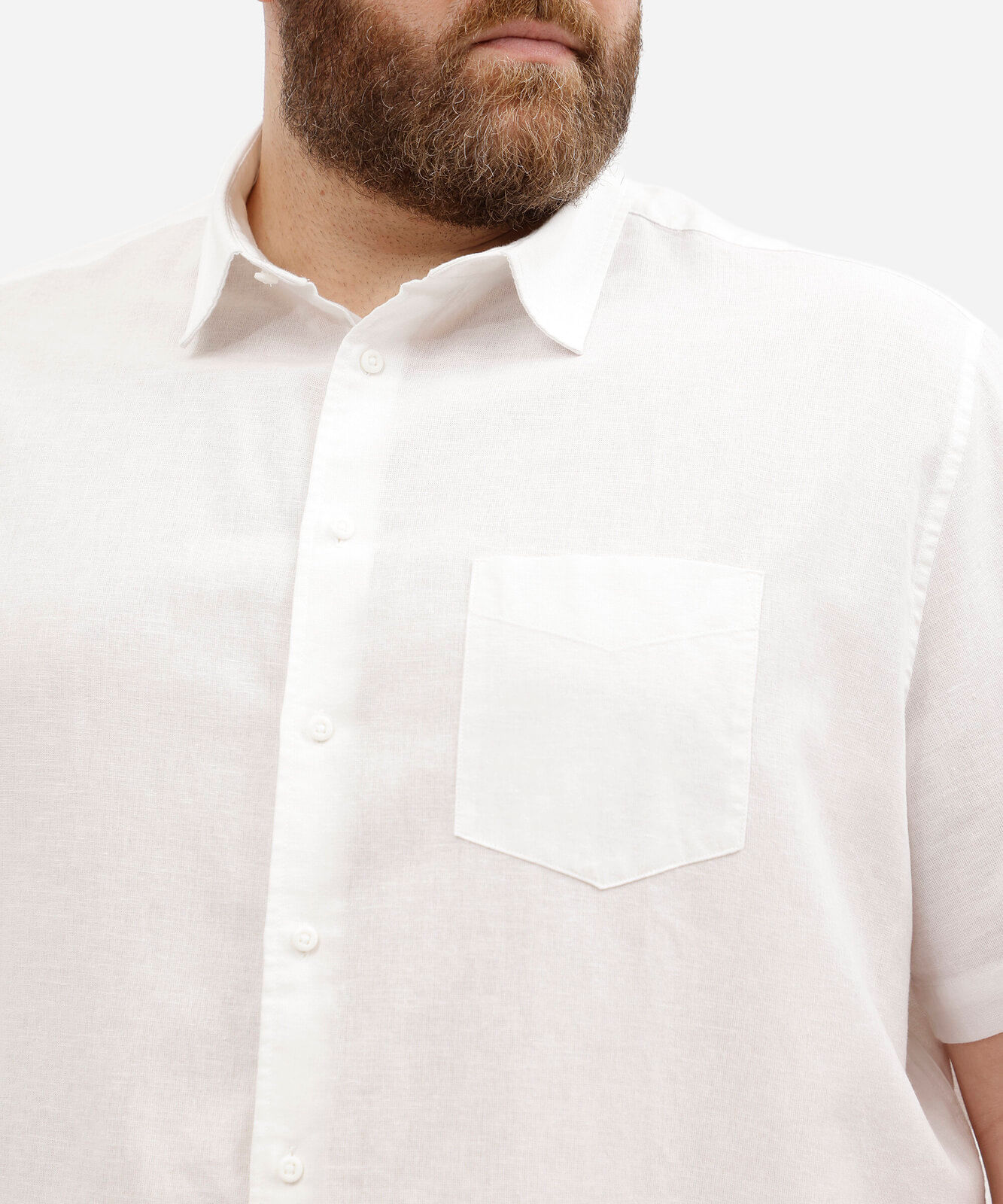 camisa masculina plus size com linho manga curta  off white