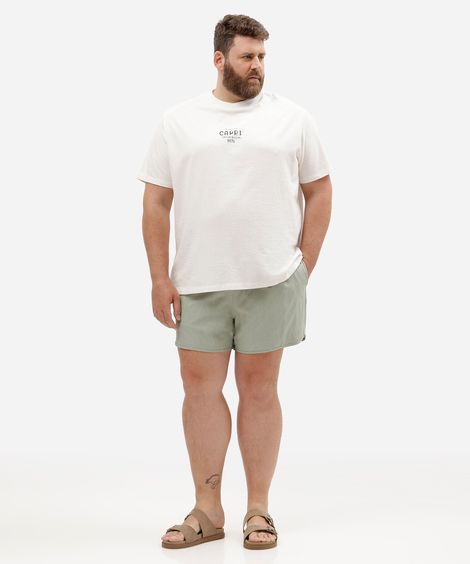 short masculino cós elástico plus size verde