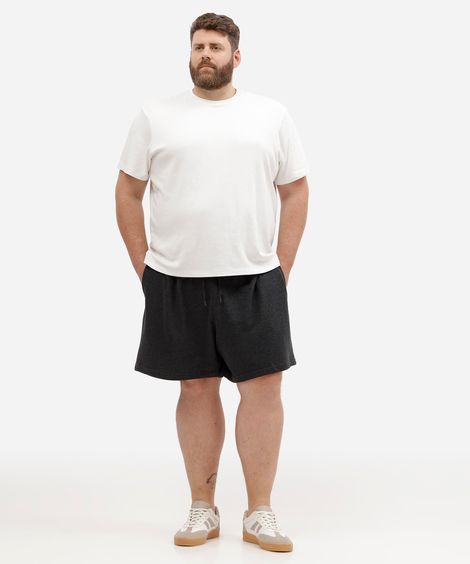 bermuda de moletom relaxed plus size masculina cinza