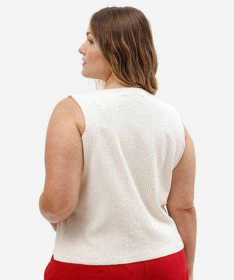 colete feminino de tricot plus size off white