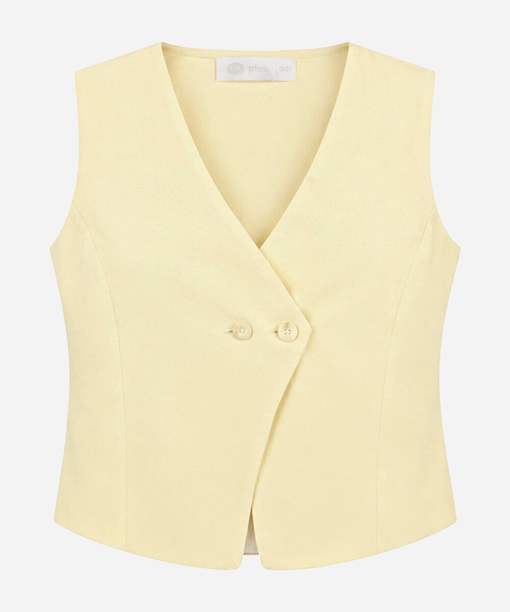 colete feminino de alfaiataria com viscose plus size amarelo