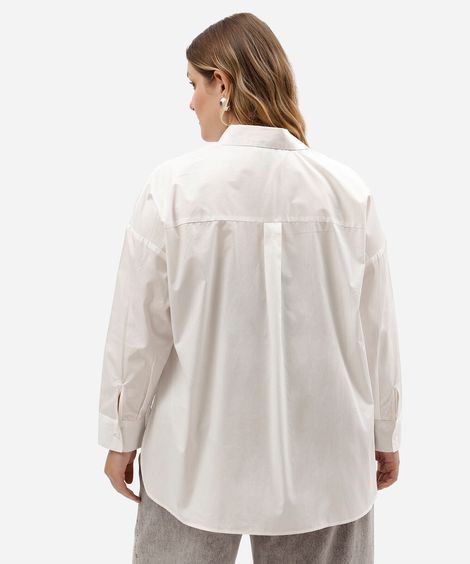 camisa oversized feminina de algodão manga longa plus size off white