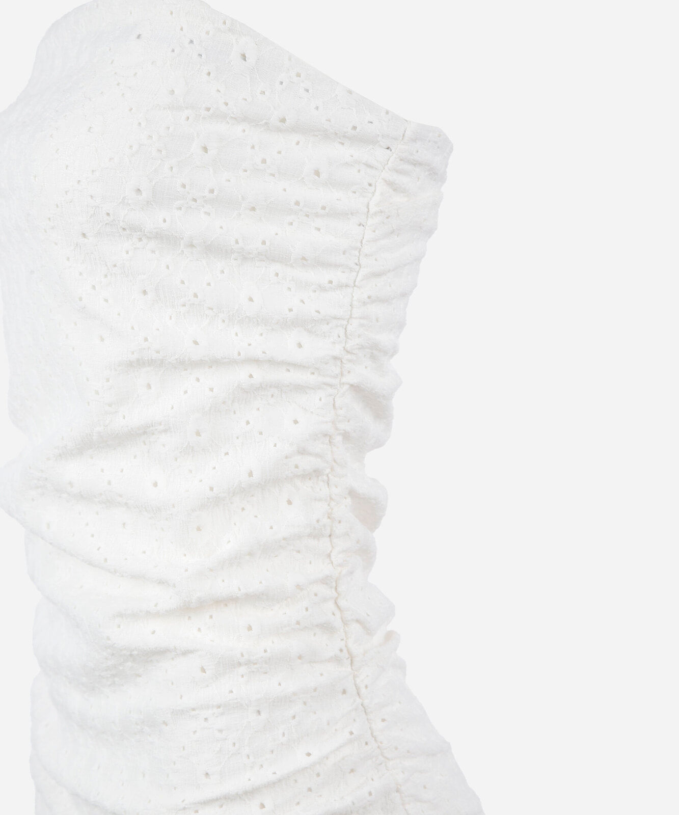 vestido curto juvenil de laise sem alça com babado off white