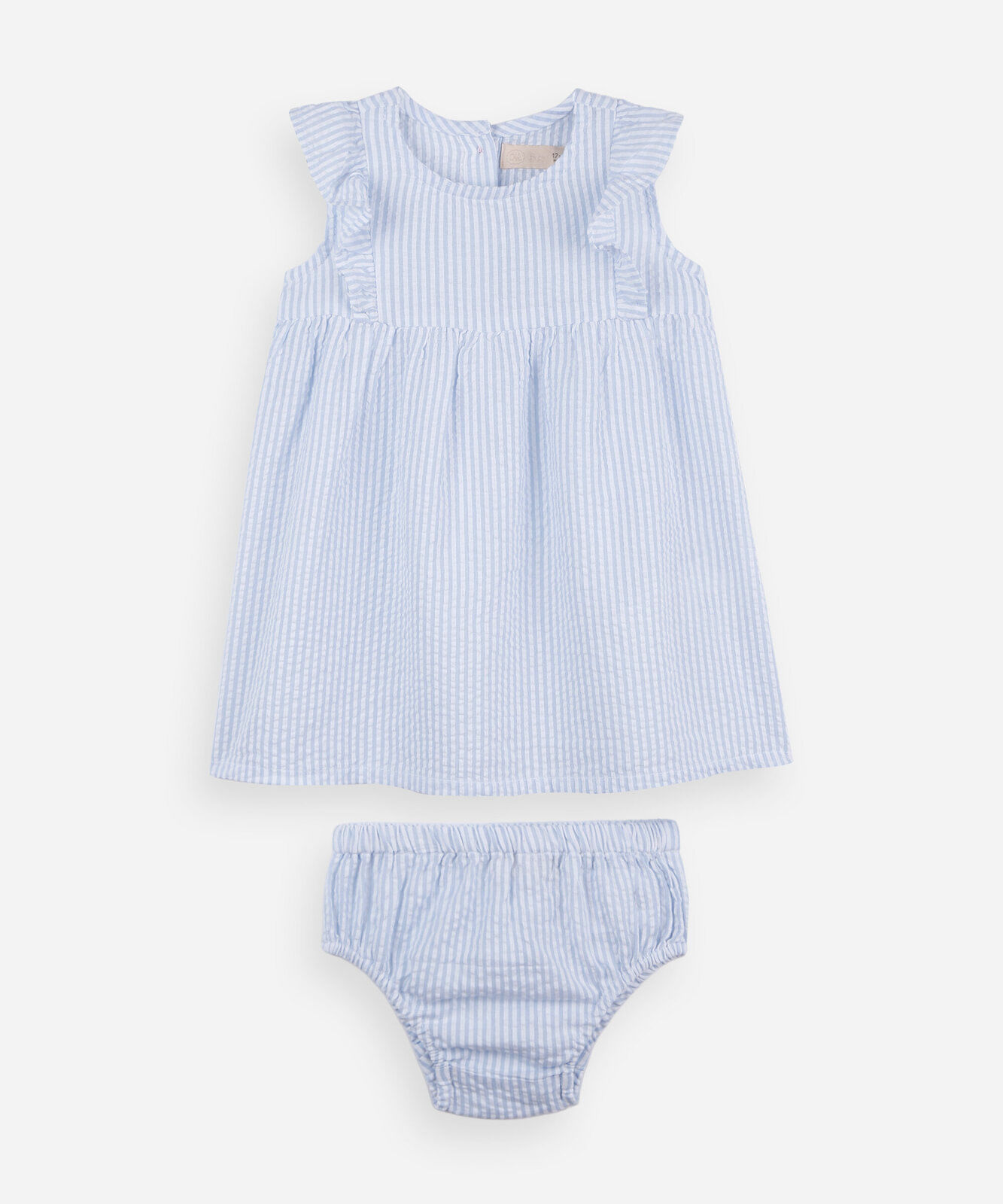 vestido infantil de algodão listrado azul
