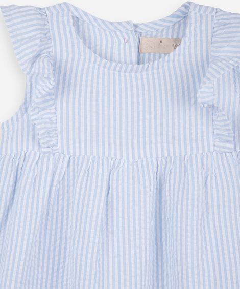 vestido infantil de algodão listrado azul