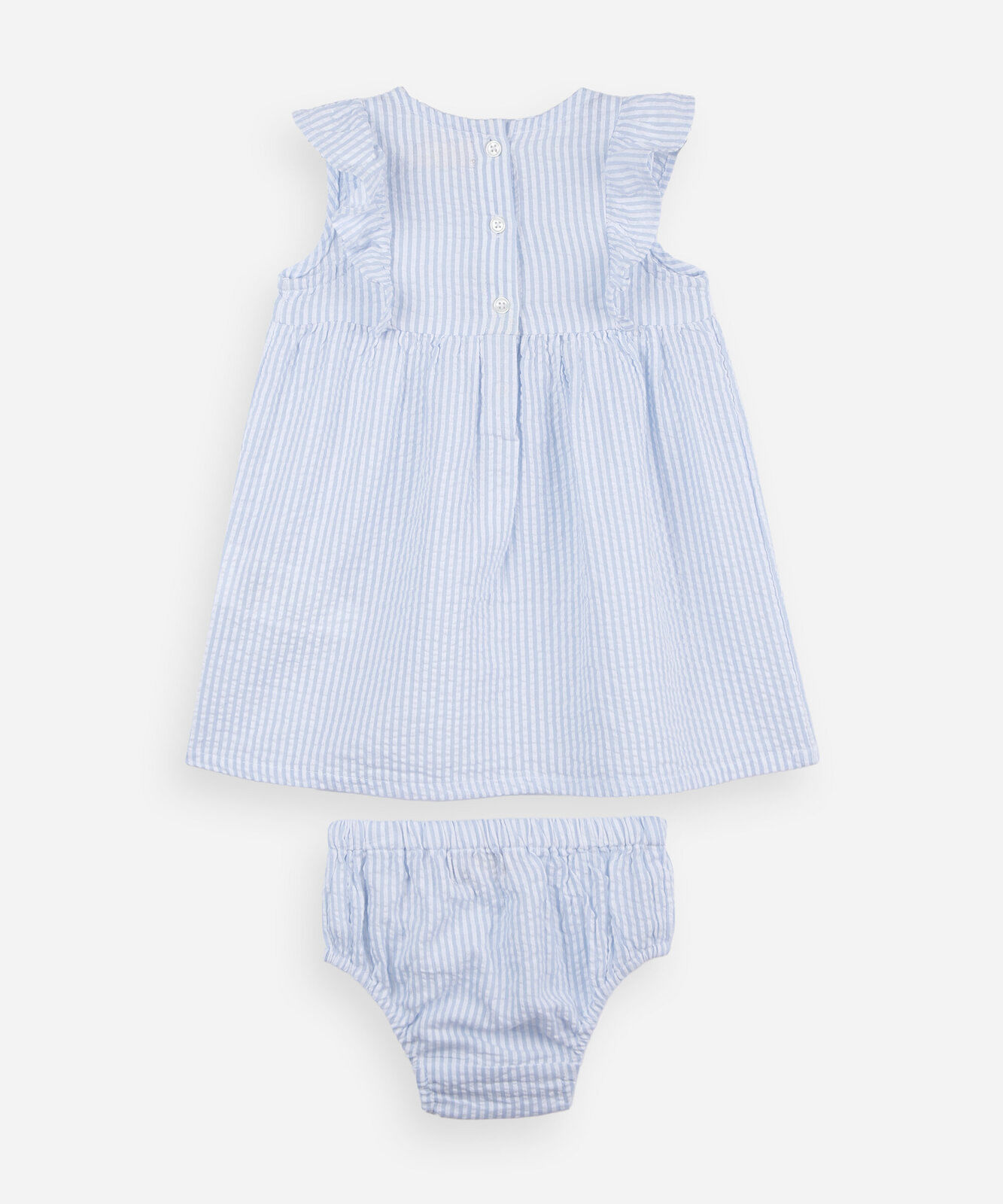 vestido infantil de algodão listrado azul