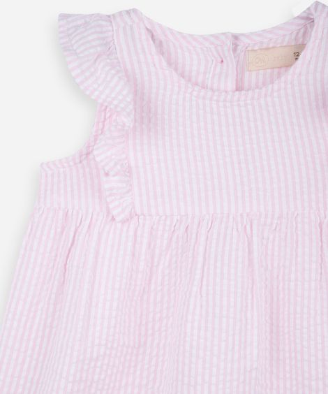 vestido infantil de algodão listrado rosa