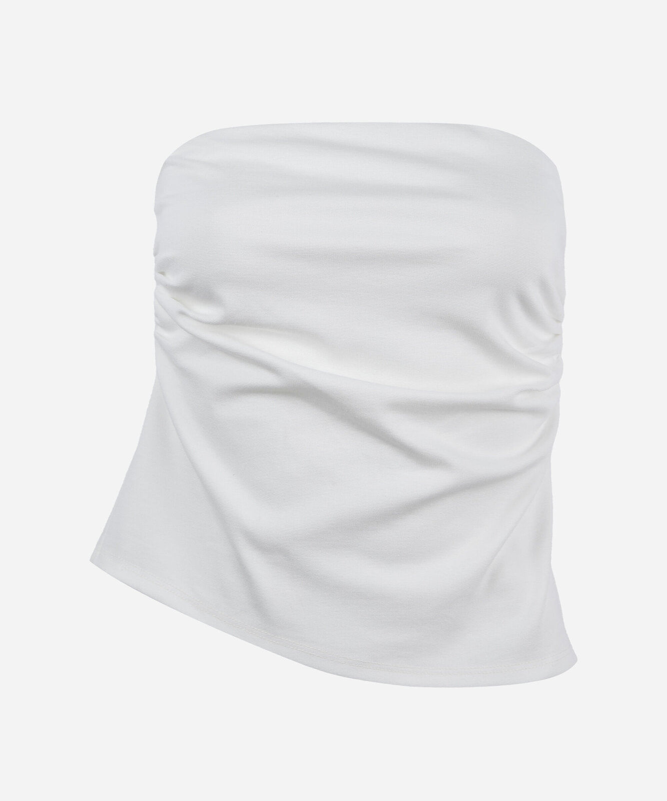blusa juvenil com viscose sem alça franzida off white