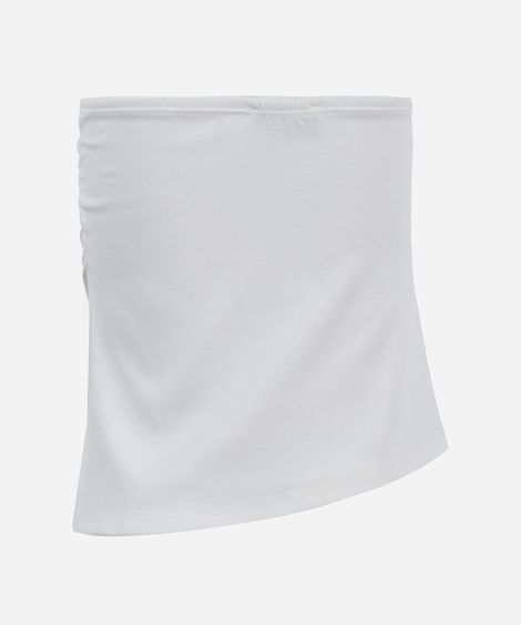 blusa juvenil com viscose sem alça franzida off white