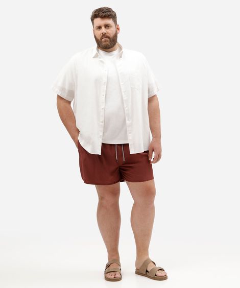 short masculino cós elástico plus size vinho