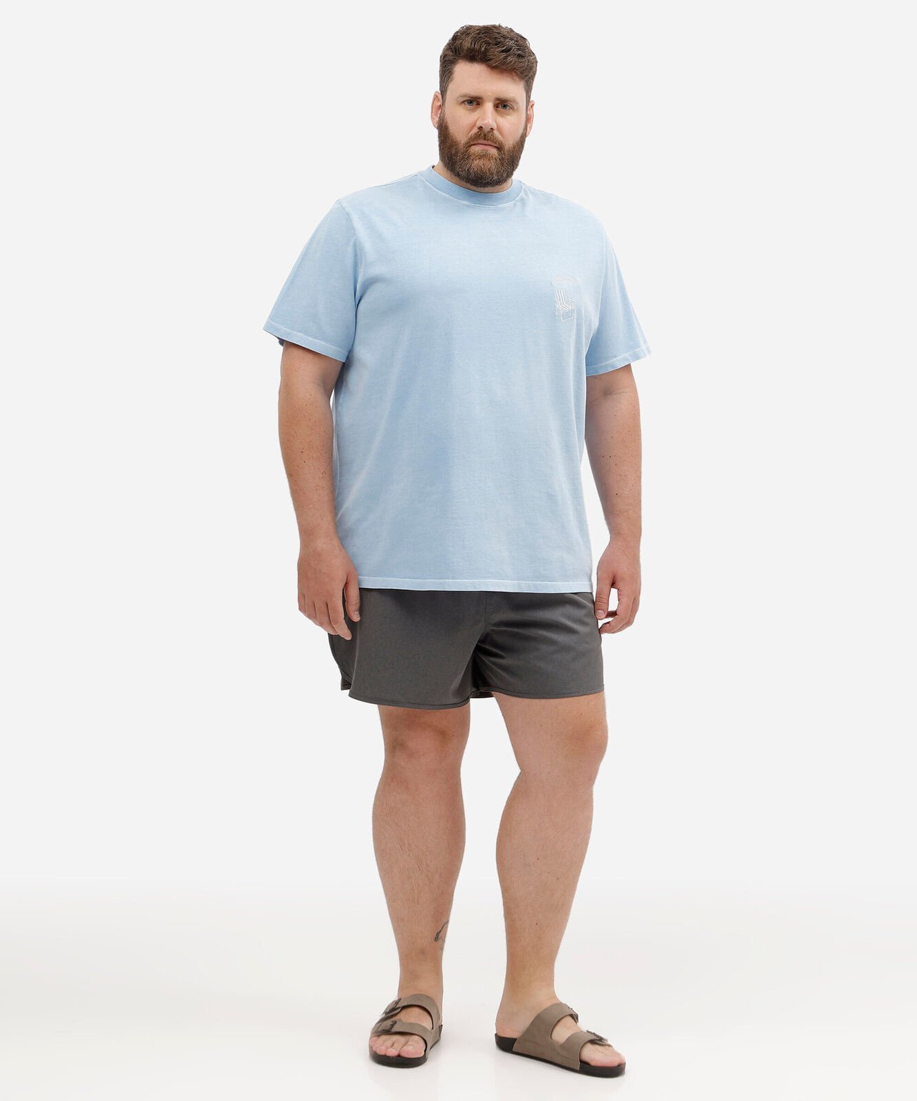 short masculino cós elástico plus size cinza