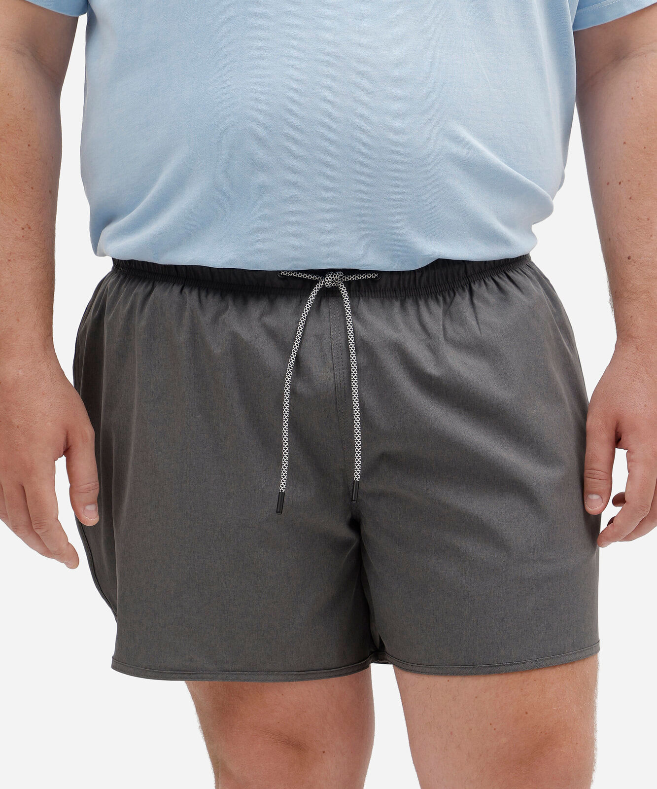 short masculino cós elástico plus size cinza