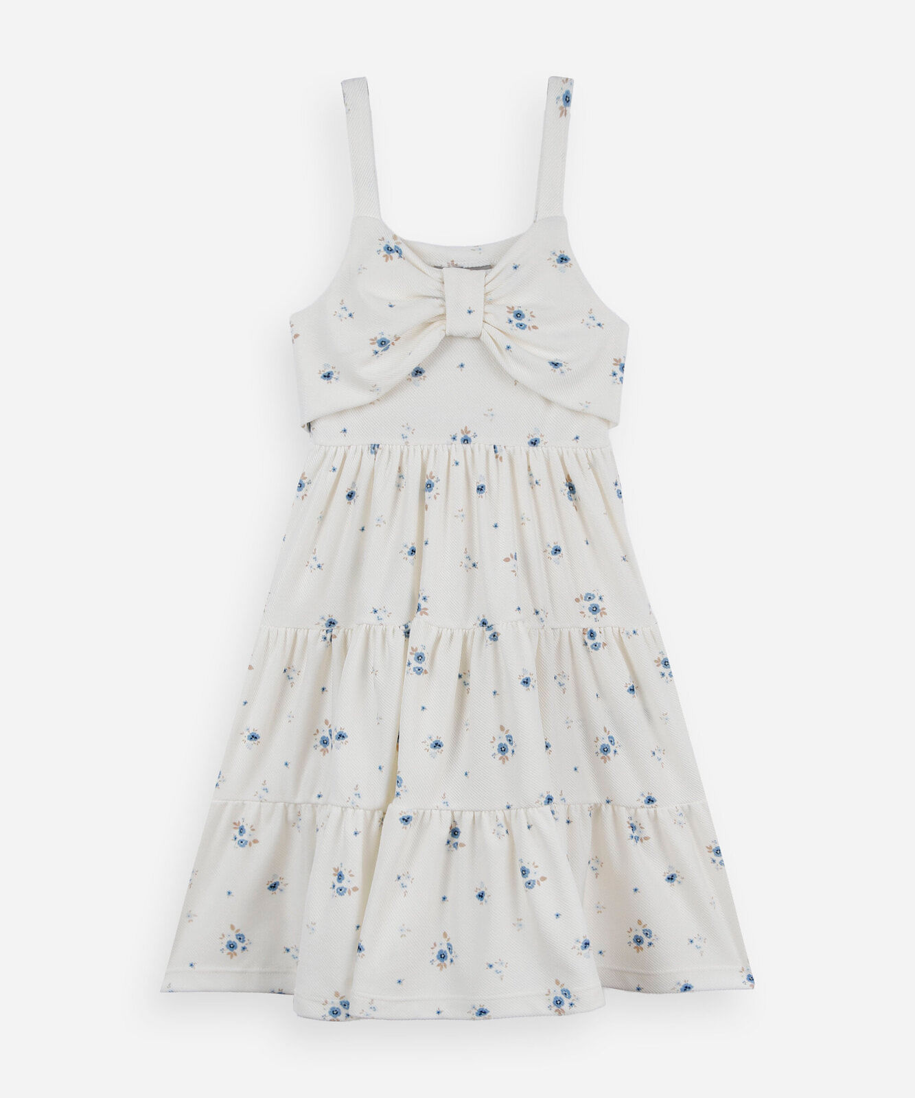 vestido infantil com recortes floral off white
