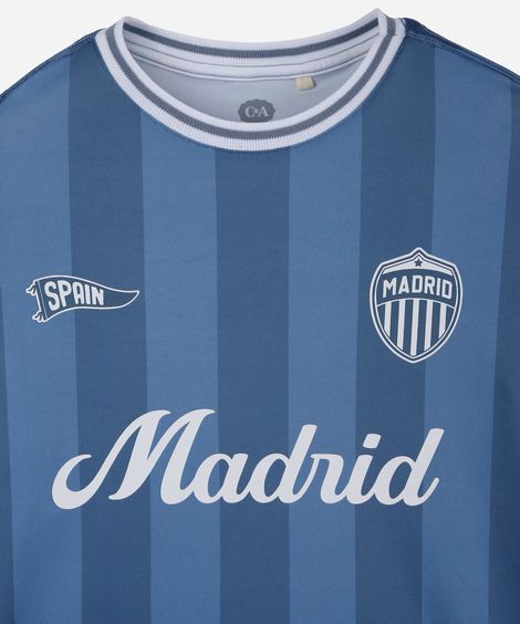 camiseta juvenil manga curta listrada madrid azul