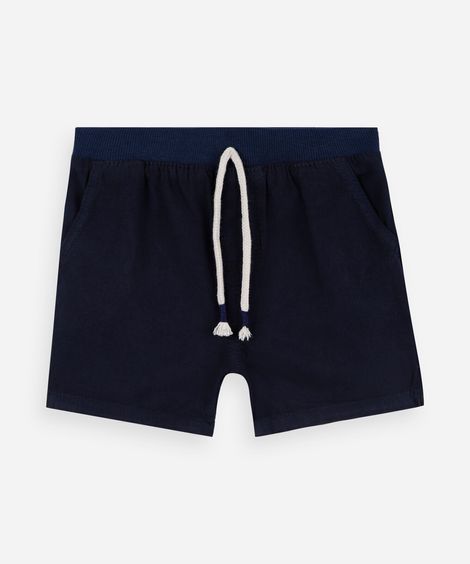 bermuda infantil de sarja cós elástico azul