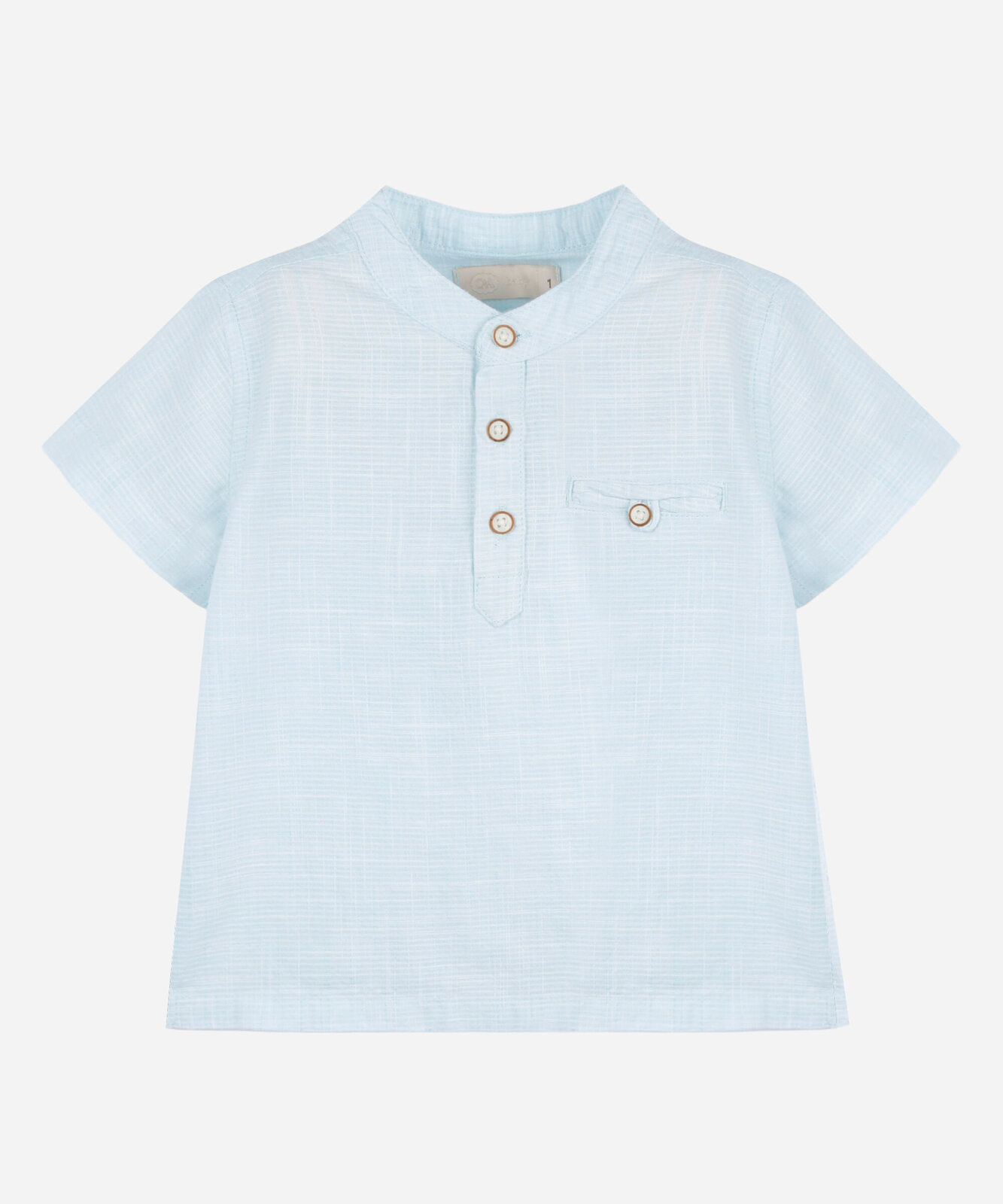 camisa infantil de algodão gola portuguesa manga curta azul