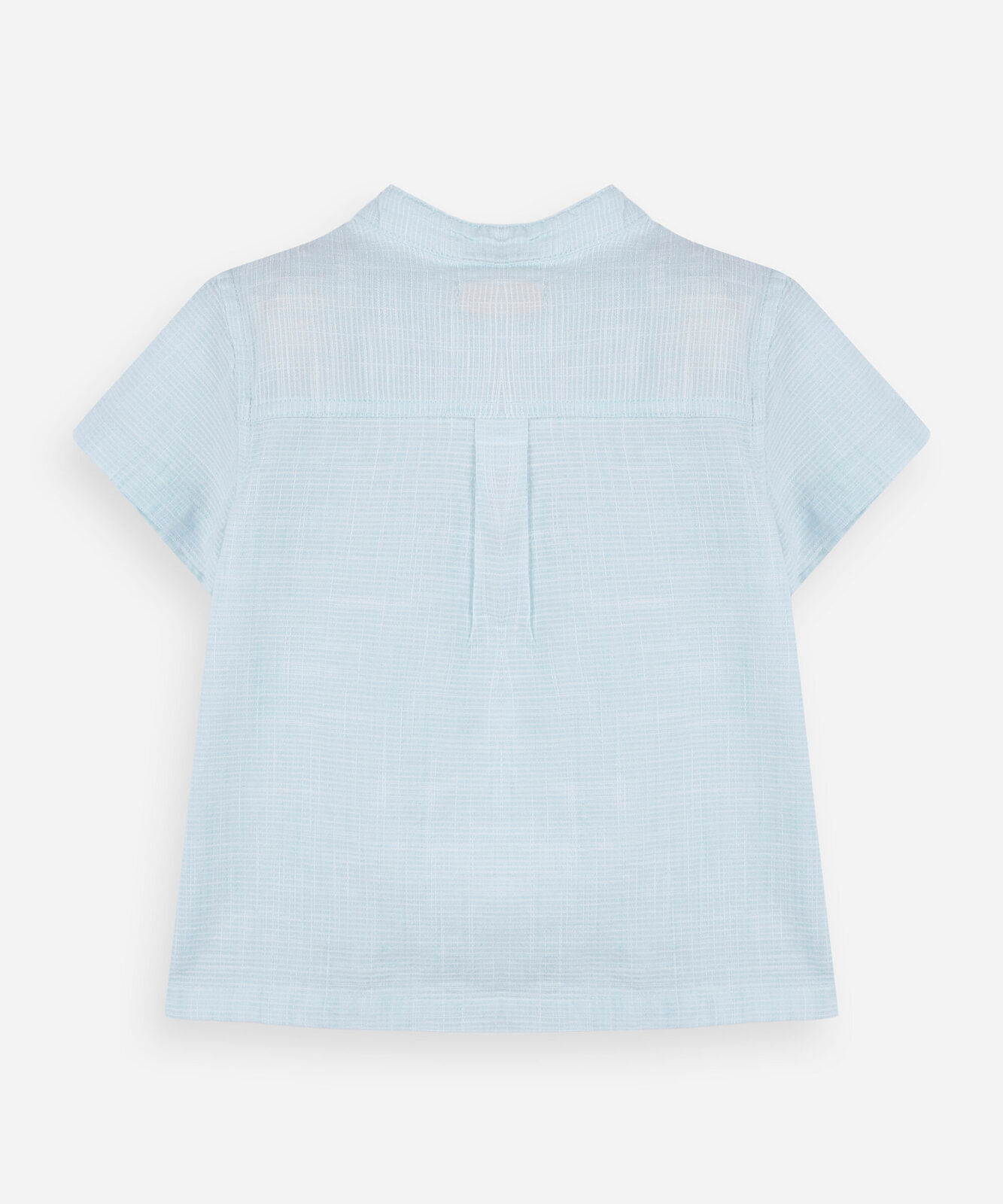camisa infantil de algodão gola portuguesa manga curta azul