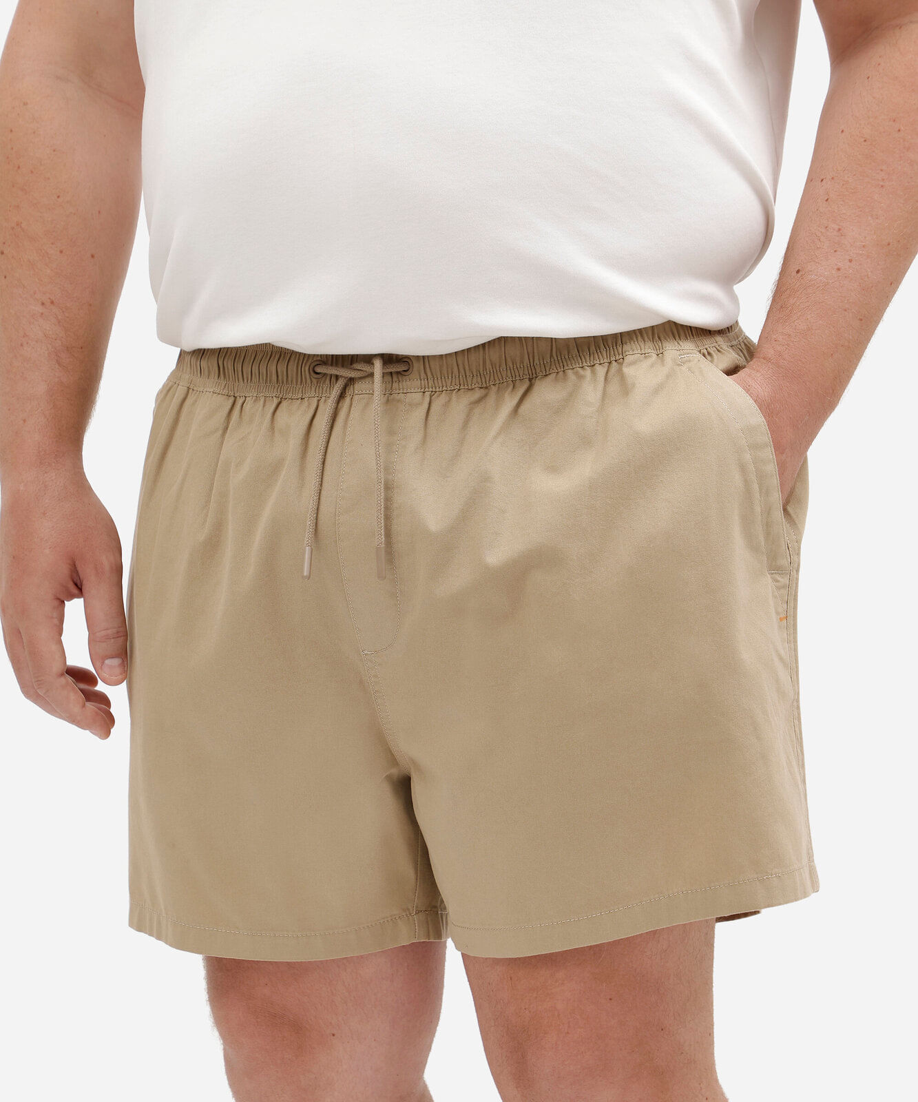 bermuda masculina de sarja cós elástico plus size bege