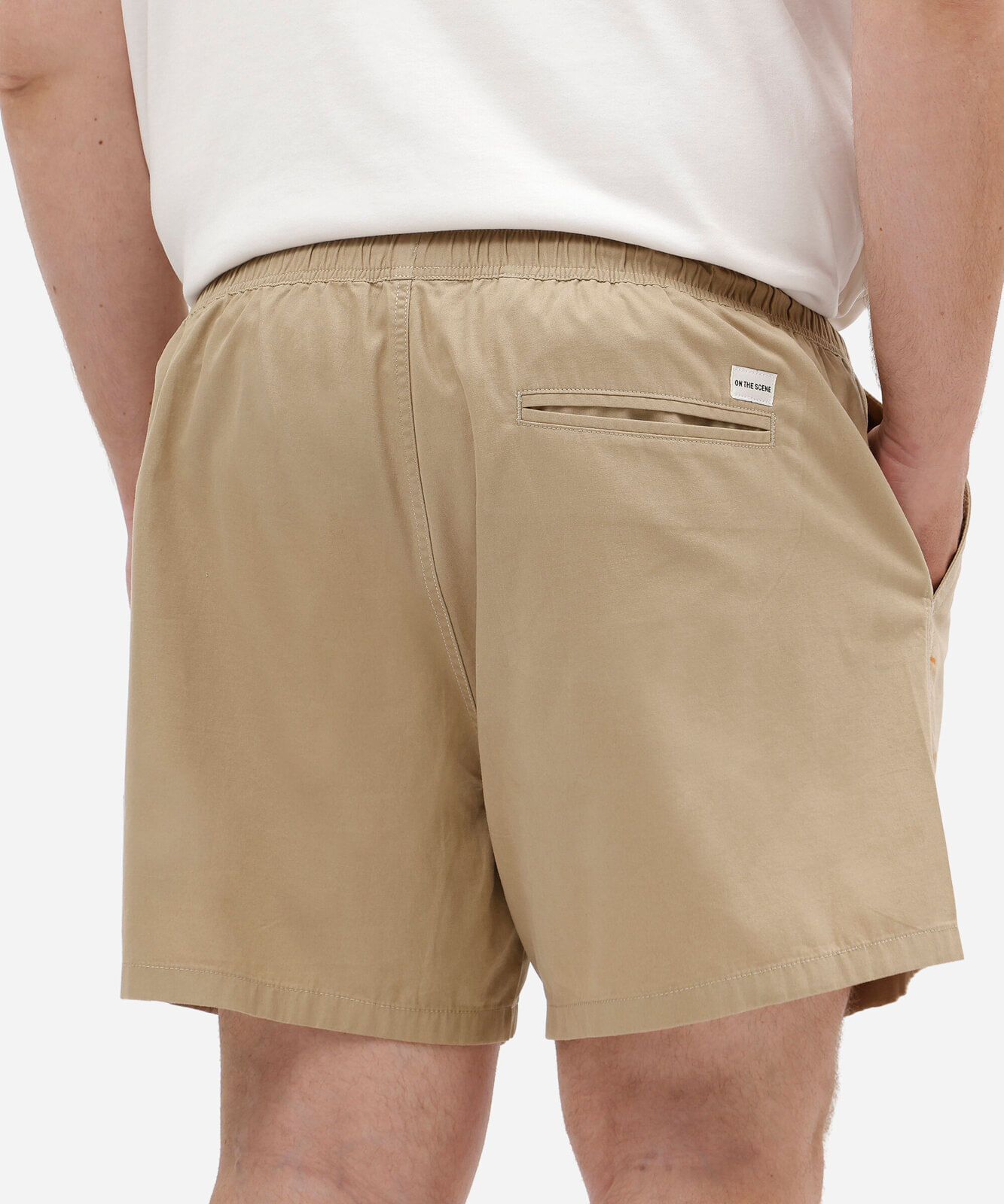 bermuda masculina de sarja cós elástico plus size bege
