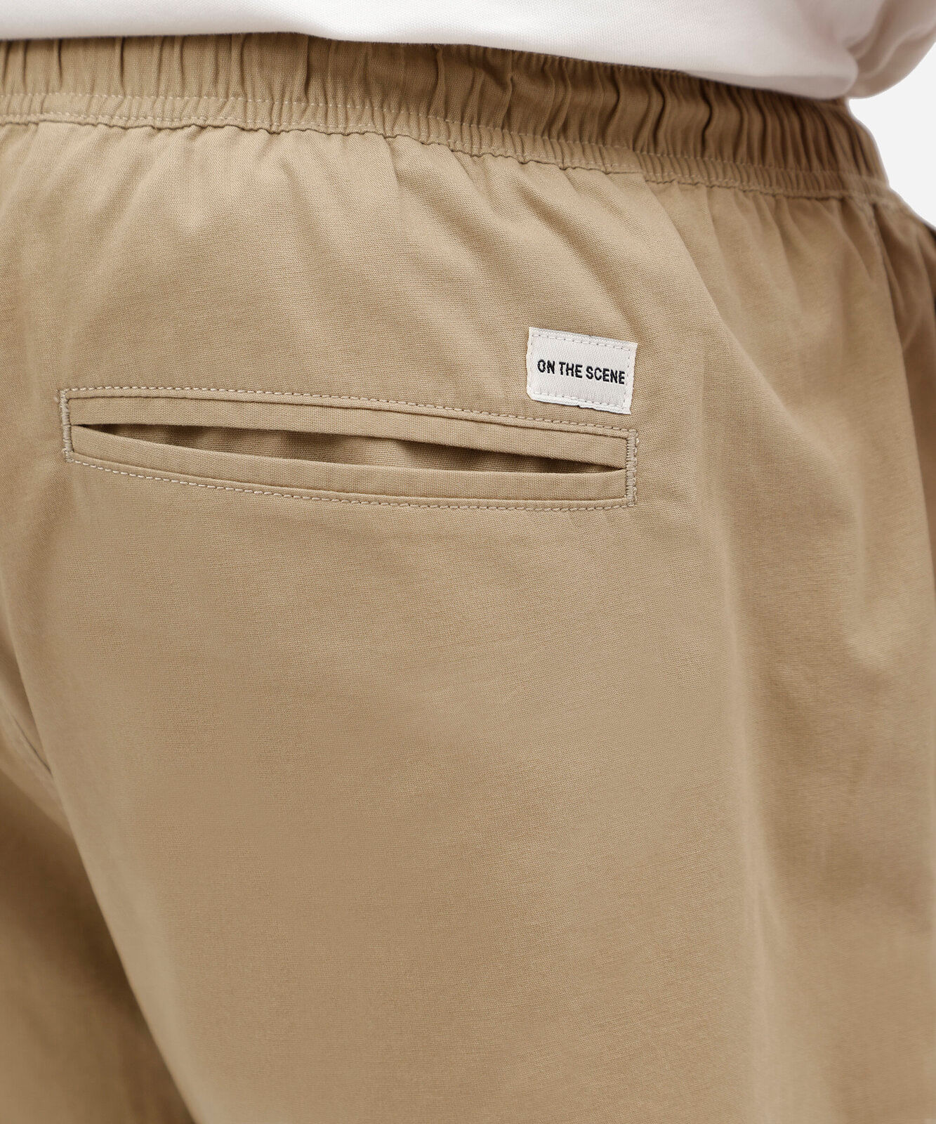 bermuda masculina de sarja cós elástico plus size bege
