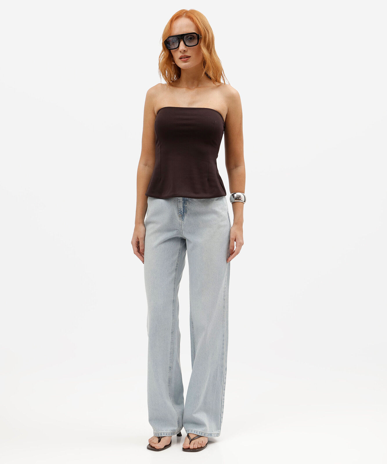 calça wide leg slim feminina jeans cintura alta azul